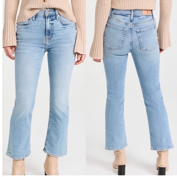 7 For All Mankind Josefina Slim Kick Cropped Denim Jeans Women’s - Picture 1 of 11